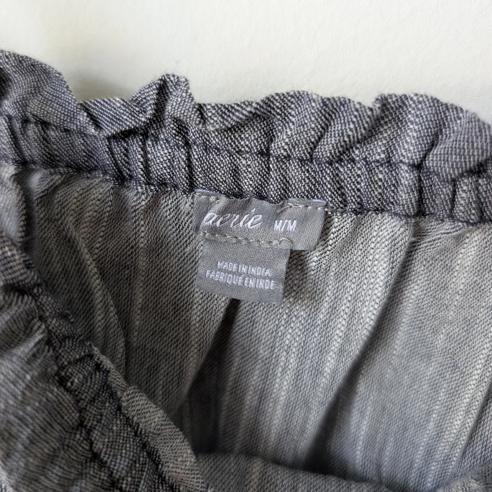 Aerie Chambray Cotton Ruffle Crop Top Size Medium - Picture 3 of 4